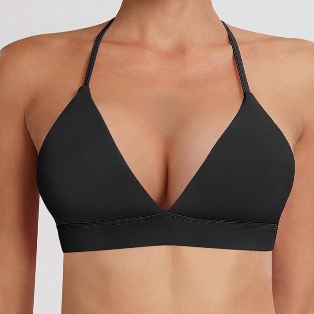 NWT LazyShe Padded Sports Bras for Women - Cross Back Deep V Neckline St…